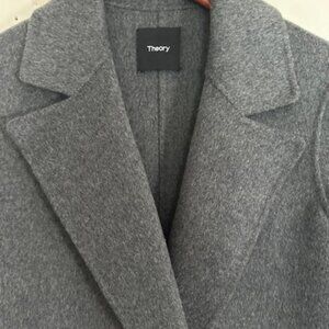 Theory Wool & Cashmere Boy Coat in Grey Melange  Size Small - New